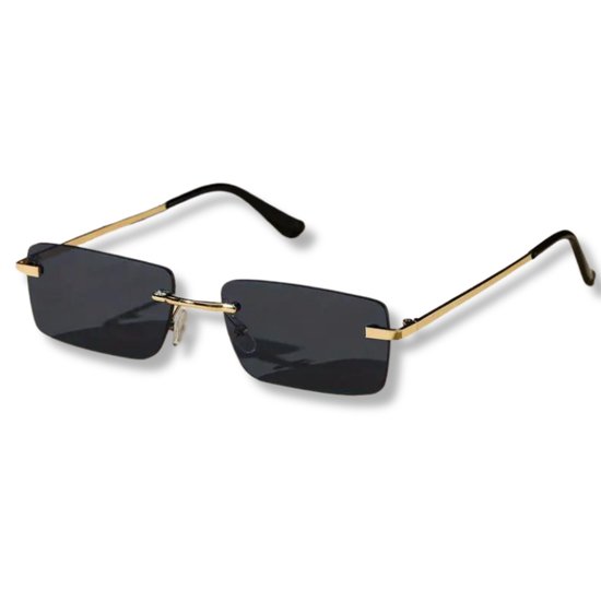 Bovista Zonnebril Voor Dames & Heren - Zonnenbrillen - Zonnenbril - Sun Glasses - Sunglasses - Techno Bril - Rave & Festival - Premium Quality - Gouden Montuur Grijze Glazen van Bovista