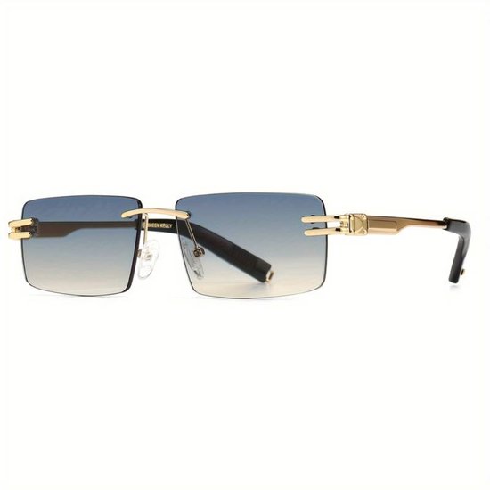 Bovista Zonnebril Voor Dames & Heren - Zonnenbrillen - Zonnenbril - Sun Glasses - Sunglasses - Techno Bril - Rave & Festival - Premium Quality - Grijs/Blauw & Geel van Bovista