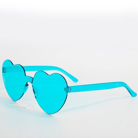 Bril hartjesvorm - Zonnebril - Carnaval - Verkleedkleding - Party glasses - Grappige/gekke bril - Blauw - Jonyx van Merkloos