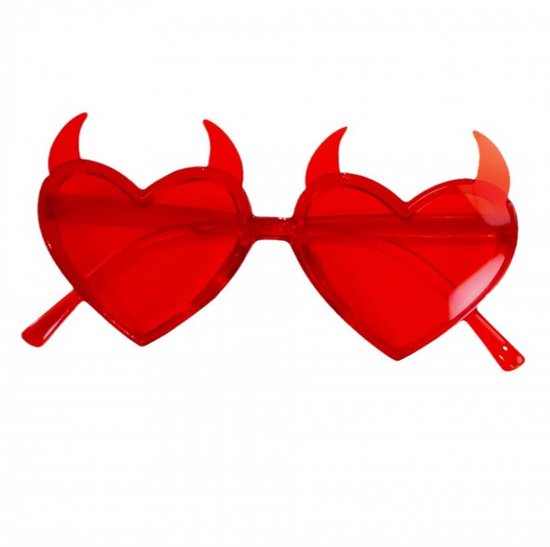 Bril hartjesvorm - Zonnebril - Duivelsoortjes - Halloween/Carnaval - Verkleedkleding - Party glasses - Grappige/gekke bril - Rood - Jonyx van Jonyx