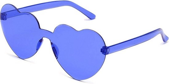 Bril hartjesvorm - Zonnebril - Heart shaped sunglasses - Carnaval - Verkleedkleding - Party glasses - Feestbril - Grappige/gekke bril - Donkerblauw - Jonyx van Merkloos