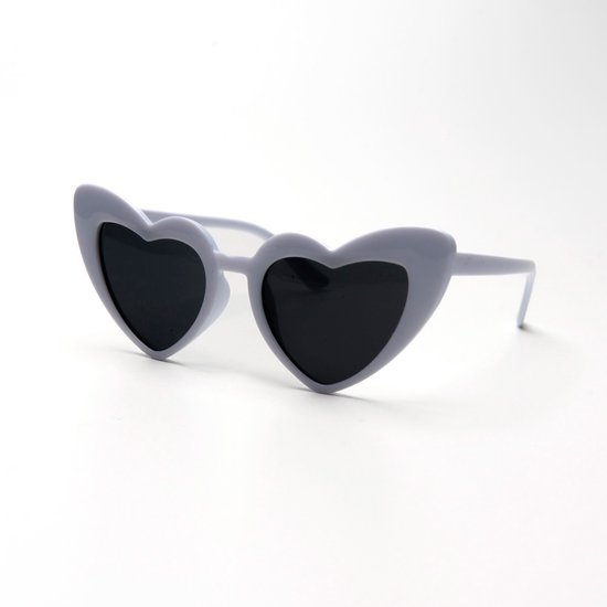 Bril hartjesvorm - Zonnebril - Heart shaped sunglasses - Carnaval - Verkleedkleding - Party glasses - Feestbril - Grappige/gekke bril - Wit - Jonyx van Merkloos