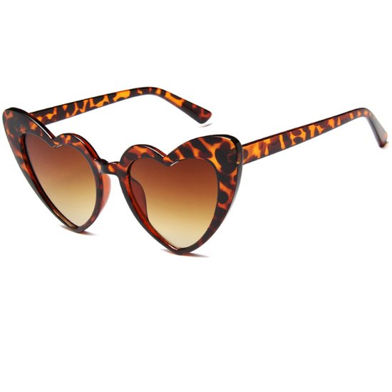 Bril hartjesvorm - Zonnebril - Panter - Heart shaped sunglasses - Carnaval - Verkleedkleding - Party glasses - Feestbril - Grappige/gekke bril - Panterprint - Jonyx van Merkloos