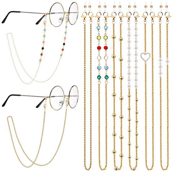 Brillenkettingen 6 stuks - Zonnebrilketting - Brilbandjes - Siliconen Antislip Ringen - Legering - Modieus Ontwerp - Brillenband