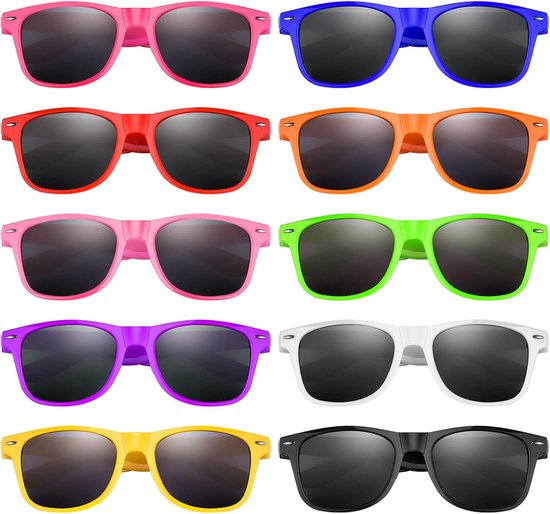 Bulk Neon Zonnebrillen voor Kinderen - 10 Kleuren Feestartikelen Zomer Strand en Verjaardag van Fun Central