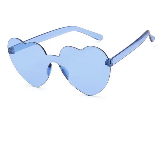 CHPN - Blauwe Hartjesbril - Festivalbril - Hippe hartvormige glazen - FelBlauwe glazen - Carnaval - Thema feest - Festival - Gekke bril - Blauw montuur