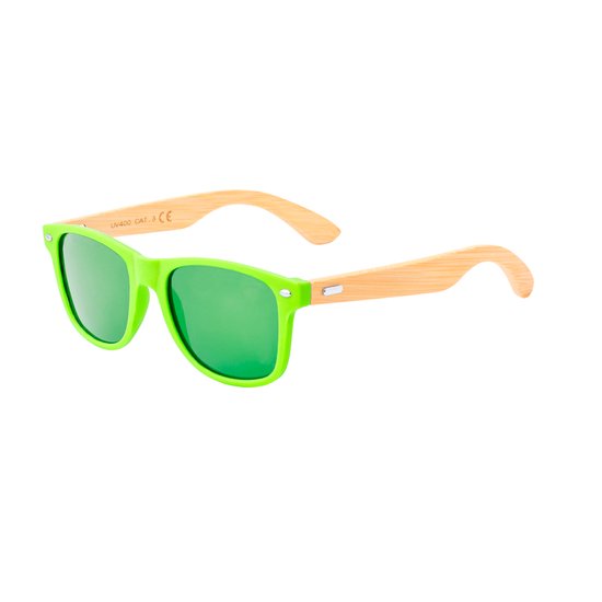 Classic zonnebril - Festival bril - Rave bril - Glasses - Duurzaam - Bamboe - Lichtgroen van CLA