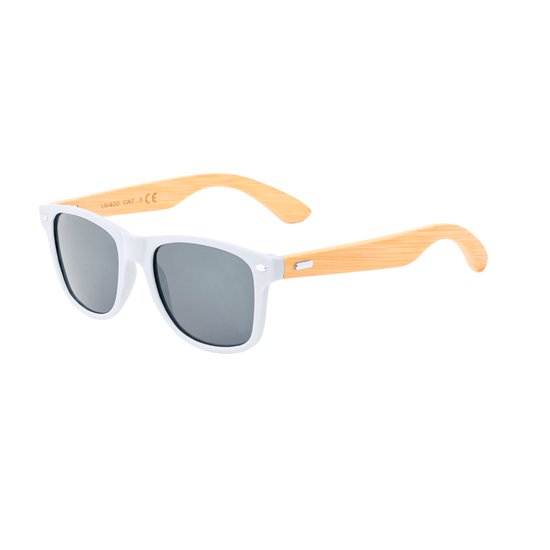 Classic zonnebril - Festival bril - Rave bril - Glasses - Duurzaam - Bamboe - Wit van CLA