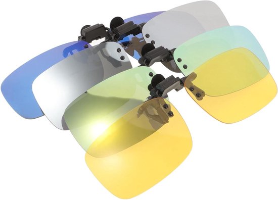 Clip-on Zonnebril - Bril Clips - Dagelijks Gebruik - Randloos Ontwerp - 4 Stuks - Diverse Kleuren