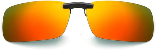 Clip-on Zonnebril - Flip-up Lenzen - Veilig Rijden - Gepolariseerde Bescherming - 132mm Breed - Oranje Lenzen