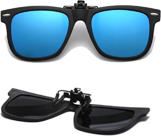 Clip-on zonnebril Geschikt voor kinderen - Gepolariseerde clip-on zonnebril, Geschikt voor brillen op sterkte, jaszonnebril Geschikt voor kinderen, meisjes en jongens (blauw)