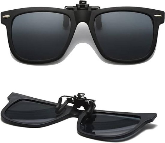 Clip-on zonnebril Geschikt voor kinderen - Gepolariseerde clip-on zonnebril, Geschikt voor brillen op sterkte, jaszonnebril Geschikt voor kinderen, meisjes en jongens (zwart). van Merkloos