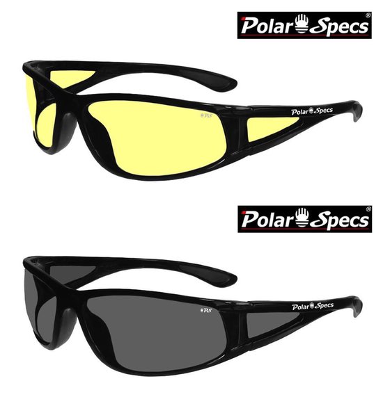 Combinatievoordeel Polar Specs® Polariserende Nachtbril + Polariserende Zonnebril Full Wrap PS9027 – Shiny Black – Polarized – Medium – Unisex van Polar Specs