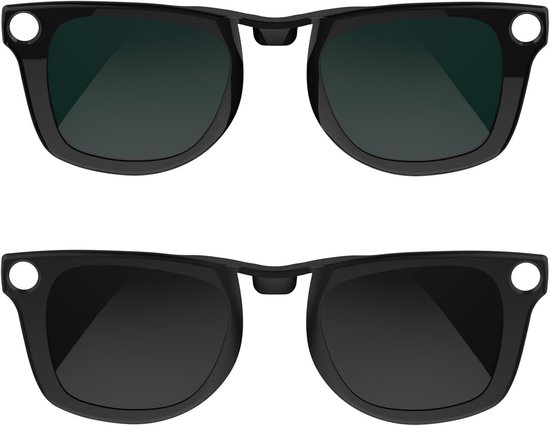 Compatibel met Ray-Ban Meta Wayfarer (Standaard) Slimme Bril Kleurveranderende Clip Set 50-22 Maat M (Donkergroen, Zwart)