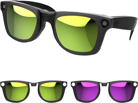 Compatibel met Ray-Ban Meta Wayfarer (Standaard) Smart Bril Kleurveranderende Clip Set voor Man en Vrouw 50-22 Maat M van compatibel