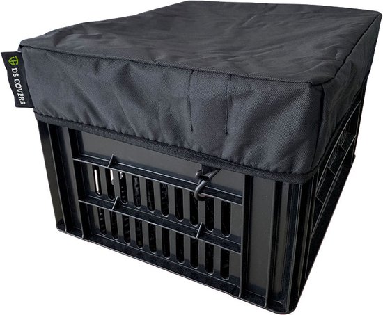 CRATE fietskrathoes van DS COVERS – Maat L 40x50cm – Outdoor – Zwart – Waterdicht – UV bescherming – 600D polyester van DS COVERS