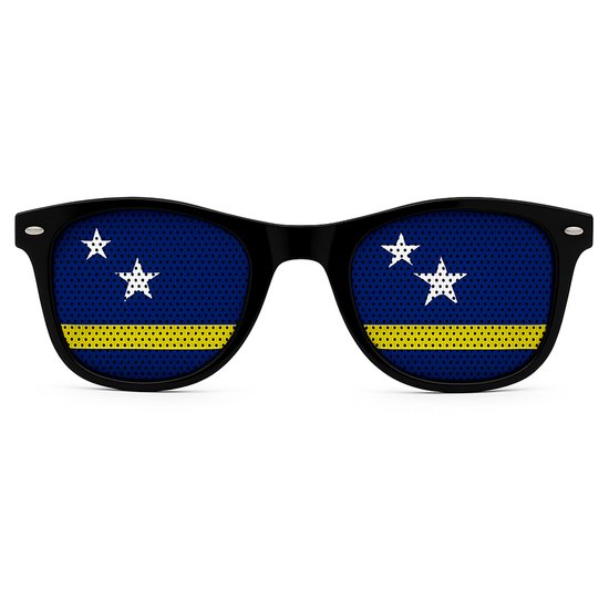 Curaçao Vlag Zonnebril - VlaggenBril - DushiSun - Supporters Bril - Dushi Festival Bril - Blauw Geel - Feest / WK
