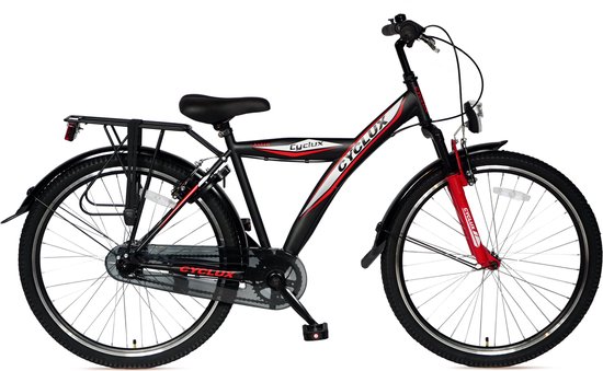 Cyclux Astro Jongensfiets 24 Inch Zwart Rood van Cyclux