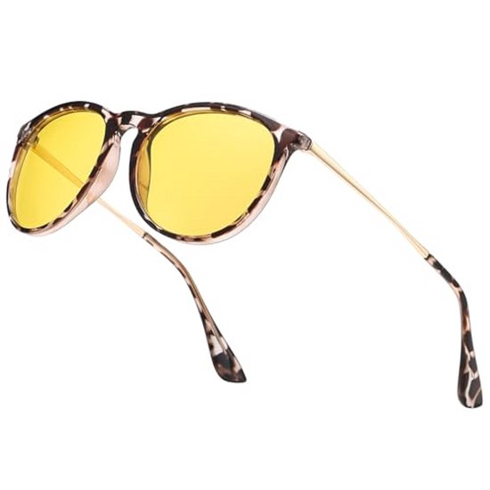 D Lolylad Nachtzichtbril voor dames - nachtrijbril voor autorijden 's nachts gele bril van Merkloos