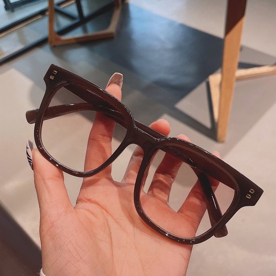 DAEBAK Bruine vierkante vintage vrouwen zonnebrillen - Grote zonnebril in vierkant vorm [Bruin / Brown] Festival Sunglasses van DAEBAK