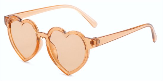 DAEBAK Kleurvolle Kinder hartjes zonnebril in hart vorm [Bruin / Brown] Festival Sunglasses - Zonnebrillen Child van Merkloos