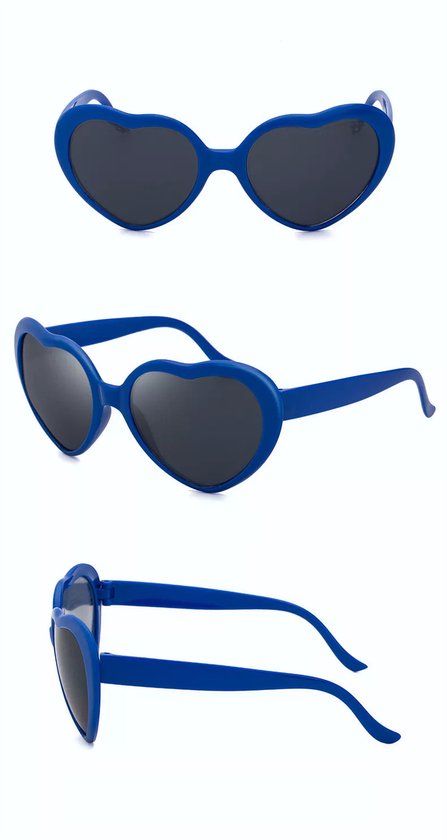 DAEBAK Kleurvolle Magische vrouwen hartjes zonnebril in hart vorm [Blue / Blauw] Festival Sunglasses dames van DAEBAK