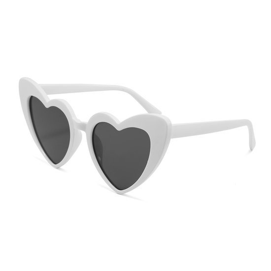 DAEBAK Witte vrouwen zonnebril in hart vorm [Zwart wit] met hartjes zonnebrillen Dames Festival Sunglasses van DAEBAK