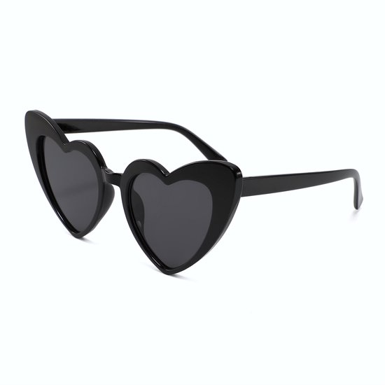 DAEBAK Zwarte vrouwen zonnebril in hart vorm [Zwart] met hartjes zonnebrillen Dames Festival Sunglasses van Merkloos