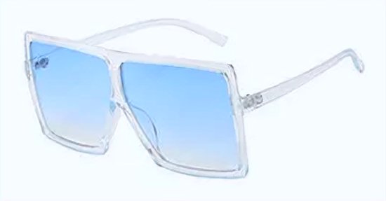 DAEBAK Zwarte witte vierkante vintage vrouwen zonnebrillen - Grote zonnebril in vierkant vorm blauwe glazen [White / Blue] [Wit / Blauw] Dames Festival Sunglasses van DAEBAK