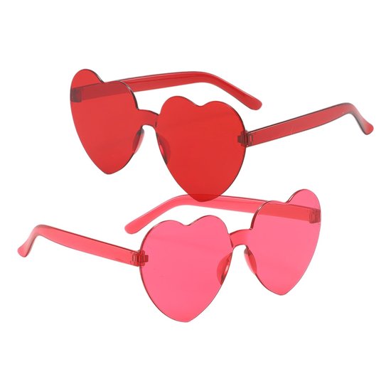 Dailygoods - 2 Paar Hartvorm/ster Zonnebrillen - Grappige Feestzonnebrillen voor Verjaardagsfeest