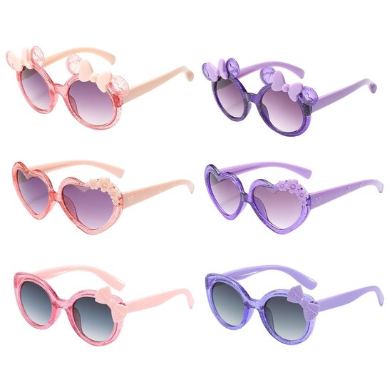 Dailygoods - 6 Stuks Daisy Zonnebril voor Kinderen - Bloemvormige UV 400 Bescherming - Roze