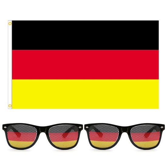 Dailygoods - Dailygoody - Duitse vlaggenglazen - Vlaggendecoratie - Uniseks volwassenen - 2 stuks - Voetbalaccessoires - Decoratieve zonnebril - Veelkleurig