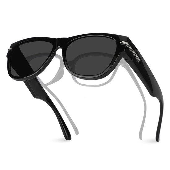 Dailygoods - Dailygoody - Gepolariseerde zonnebril - UV400 bescherming - Overbril voor brildragers - Zwart - Voor mannen en vrouwen - Ideaal voor reizen en rijden