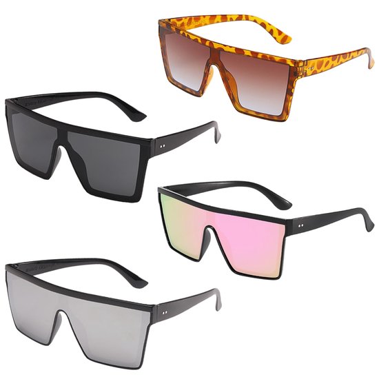 Dailygoods - Dailygoody - Oversized Zonnebril - UV400 Bescherming - Trendy Vierkante Brillen - Roze Zilver Zwart Bruin - Modieuze Zonnebrillen - Geschikt voor