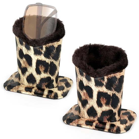 Dailygoods - Innovra - Dailygoods - Dailygoody - Set van 2 Extra Grote Zonnebrilhouders - Pluche Gevoerde Stof - Bruin - Compatibel met Gucci en Burberry - Ideaal voor Modebewuste Klante