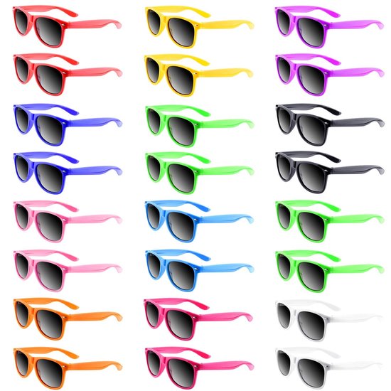 Dailygoods - Kids Zonnebril - Neon Party Goody Bag - 24 Pack - Kleurrijke Bulk Zonnebrillen - Perfect voor Strand en Verjaardagsfeest - Voor Kinderen