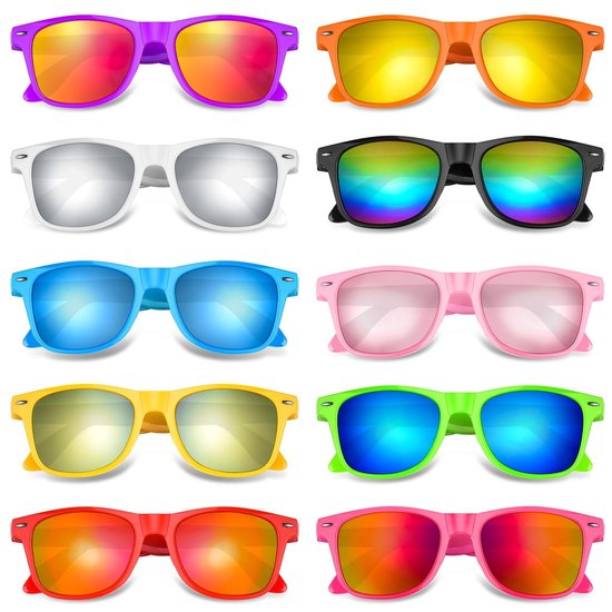 Dailygoods - Neon Party Zonnebril Set van 10-60 - Unisex Retro Stijl