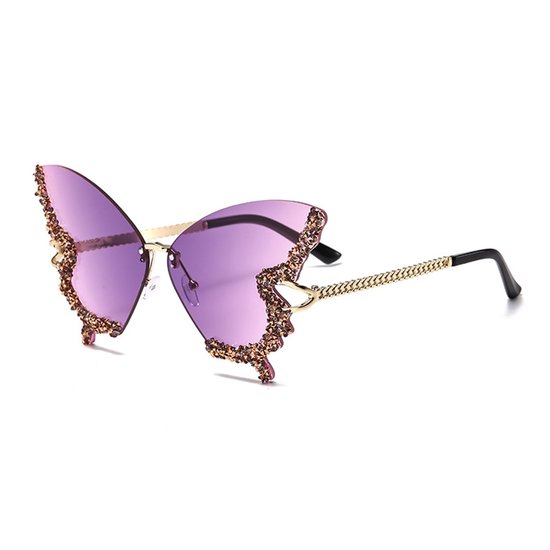 Dailygoods - Paarse Vlinder Zonnebril met Strass