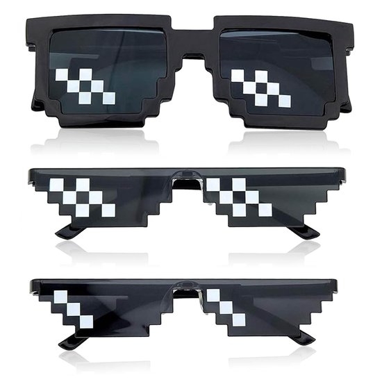 Dailygoods - Pixel Bril Set van 3, Grappige Mozaïek Zonnebrillen voor Feesten