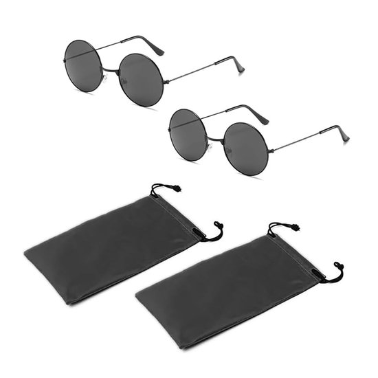 Dailygoods - Set van 2 Retro Ronde Zonnebrillen met Zwart Montuur