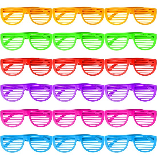 Dailygoods- Zonnebril 18-delige set - Feestbrillen - Shutterbrillen - Retrostijl - Kunststof - Geschikt voor fotoshoots - Feestbril