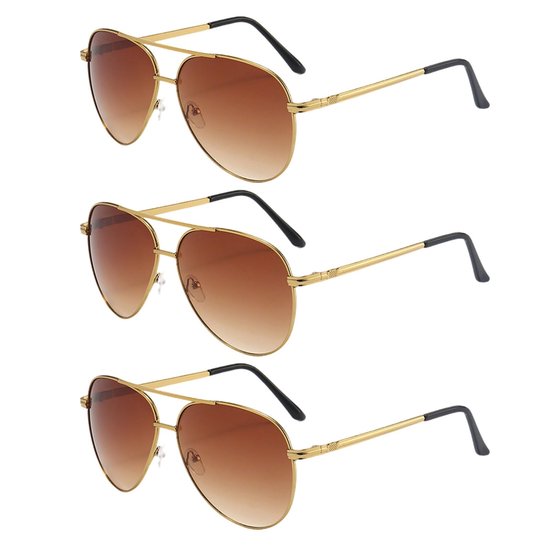 Dailygoods- Zonnebril Heren Gepolariseerd - 3-delige Set - Ultralicht - Retro Pilotenstijl - UV400 Bescherming - Verstelbare Neuspads - Pilotenbril van Dailygoods