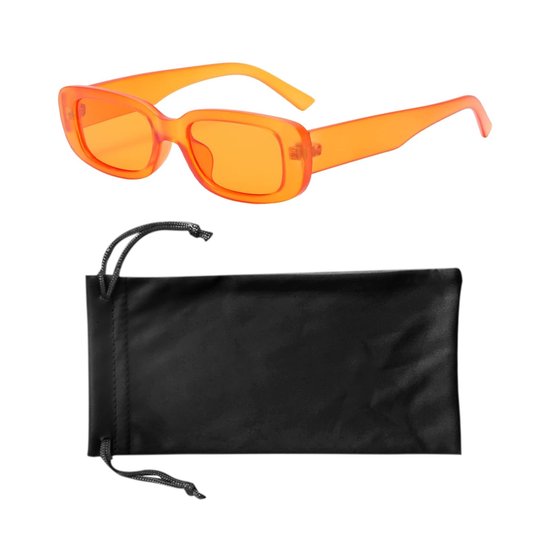 Dailygoods- Zonnebril Retro Oranje - Rechthoekige Zonnebril - Draagbaar Accessoire - Inclusief Brilzak - Materiaal PC - Afmetingen 143 x 136 x 30 mm - Fashionable Eyewear van Dailygoods