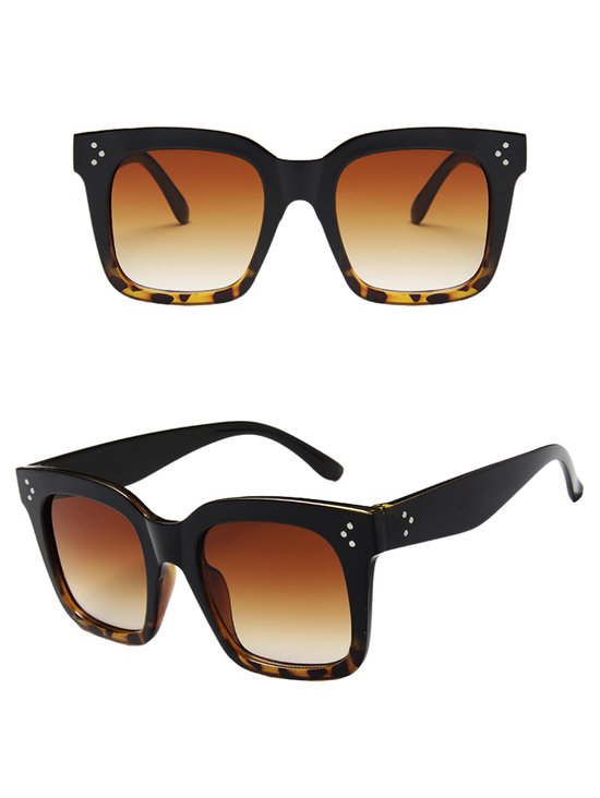 Dames Oversized Zonnebril - Bescherming - UV400 - Black Leopard - Print - Sunglasses - Big Frame - Vierkant - Stijlvol - Zomer - Festival - Zonnebril - Oversized - Dames van DAM