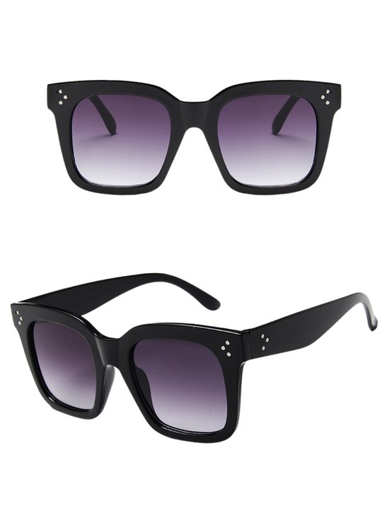 Dames Oversized Zonnebril - Bescherming - UV400 - Zwart - Double Black Gray - Sunglasses - Big Frame - Vierkant - Stijlvol - Zomer - Festival- Zonnebril - Oversized - Dames van DAM