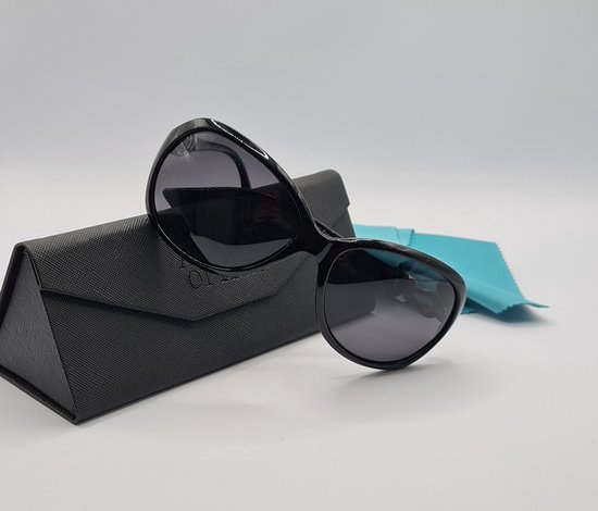 Dames zonnebril gepolariseerd / zwarte bril met harde en zachte brillenkokers en doekje - UV400 cat 3 - bril met brillenkoker / grijze glas - PZ2306 Aland optiek van DAM