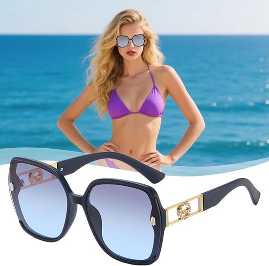 Dames Zonnebril – Retro Rechthoekig Montuur | UV400 Bescherming | Lichtgewicht & Comfortabel | Perfect voor Vakantie en Outdoor Sporten