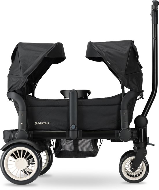 Deryan Luxe Sandy bolderkar - Duo buggy - tandem buggy - opvouwbaar - inklapbare bolderwagen - duo kinderwagen - Zwart van Deryan