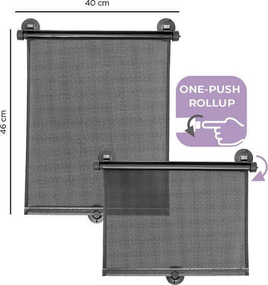 Dooky - Auto Zonnescherm - Oprolbaar - 2 stuks - Zwart - Bevestigen met zuignappen van Dooky