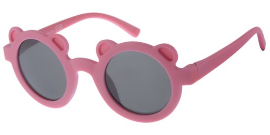 Dudes & Dudettes - Kinderzonnebril - 9 mnd t/m 2 jaar - donker roze - beertje - UV400 bescherming